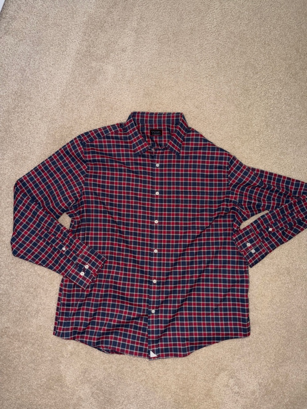 UNTUCKit Men's Red and Navy Plaid Button-Down Shirt